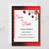 Rood- en zwarte luibugs | Waterverf bloemen Save The Date (Voorkant)