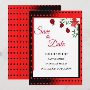Rood- en zwarte luibugs   Waterverf bloemen Save The Date