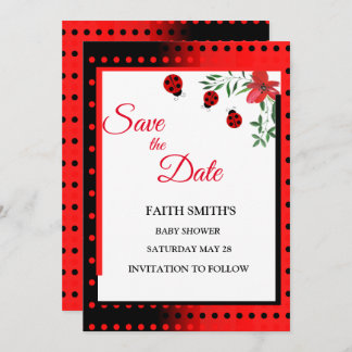 Rood- en zwarte luibugs | Waterverf bloemen Save The Date