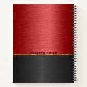 Rood- en zwarte metalen achtergrond notitieboek (Achterkant)