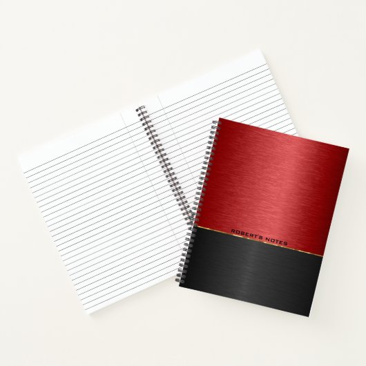 Rood- en zwarte metalen achtergrond notitieboek (Binnen)