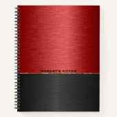 Rood- en zwarte metalen achtergrond notitieboek (Voorkant)