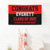 Rood- en zwarte minimalistische graduatiepartij spandoek (Insitu)