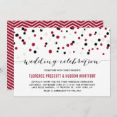 Rood- en zwarte moderne Confetti Stippen bruiloft Kaart (Voorkant / Achterkant)