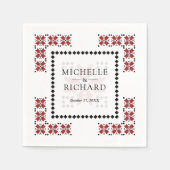 Rood en Zwarte Oekraïense Borduurwerk Bruiloft Servet (Voorkant)