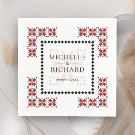 Rood en Zwarte Oekraïense Borduurwerk Bruiloft Servet