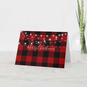 Rood- en Zwarte pleister met kerstverlichting Kaart