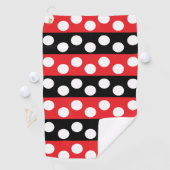 Rood- en zwarte pokadot golfhanddoek (Insitu)