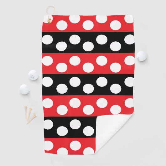 Rood- en zwarte pokadot golfhanddoek (Insitu)