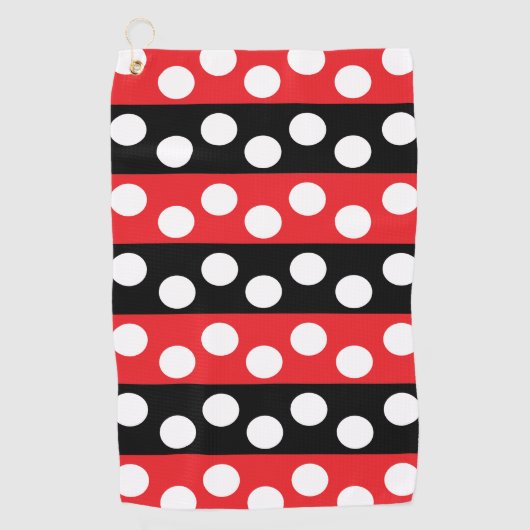 Rood- en zwarte pokadot golfhanddoek (Voorkant)