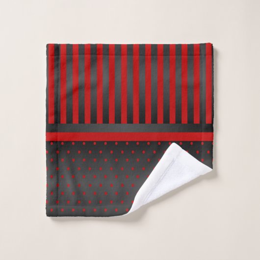 Rood- en zwarte pooldots en stripes bad handdoek (Wasdoekje)