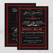 Rood- en zwarte-Poster-weideuitnodigingen Kaart (Voorkant / Achterkant)