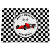 Rood- en zwarte-rackauto's, gecheckt op zaterdag g groot cadeauzakje (Voorkant)