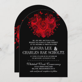 Rood- en zwarte Rozen Boterfly bruiloft Kaart