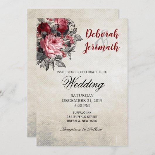 Rood- en zwarte Rozen Kaart (Voorkant / Achterkant)