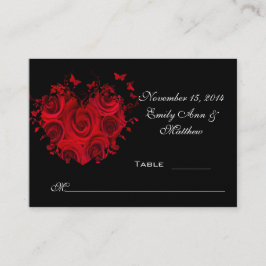 Rood- en zwarte Rozen met een vlindertafel Plaatskaartje