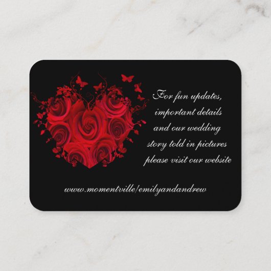 Rood- en zwarte Rozen met een vlindertafel Plaatskaartje (Achterkant)