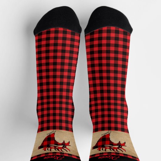 Rood- en zwarte schil Elk Doormat Sokken (Top)