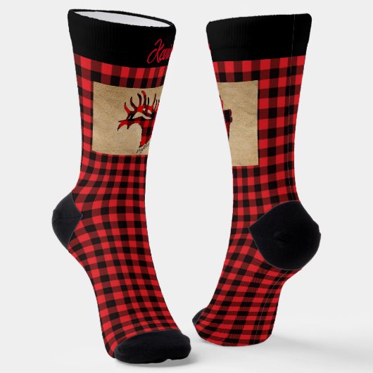 Rood- en zwarte schil Elk Doormat Sokken (Gebogen)