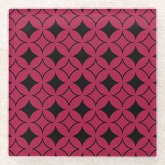 Rood- en zwarte schild glazen onderzetter (Voorkant)