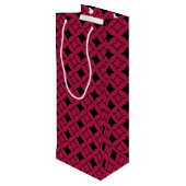 Rood- en zwarte schild wijn cadeautas (Achterkant Gekanteld)