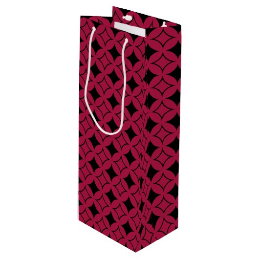 Rood- en zwarte schild wijn cadeautas (Voorkant Gekanteld)