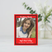 Rood- en zwarte schoolkleuren Foto-Afstuderen Aankondigingskaart (Staand voorkant)
