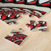 Rood- en zwarte spiraalfractal legpuzzel (Zijkant)