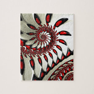 Rood- en zwarte spiraalfractal legpuzzel