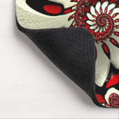 Rood- en zwarte spiraalfractal muismat (Hoek)