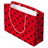 Rood en Zwarte Stippen Groot Cadeauzakje (Achterkant Gekanteld)