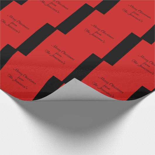 Rood- en zwarte streep pretkerst, naam cadeaupapier (Hoek)