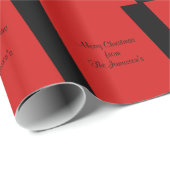 Rood- en zwarte streep pretkerst, naam cadeaupapier (Rol Hoek)