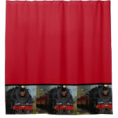 Rood- en zwarte trein/raildoucheruimte Curtian Douchegordijn (Voorkant)