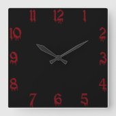 Rood- en zwarte vierkante wandklok (Voorkant)