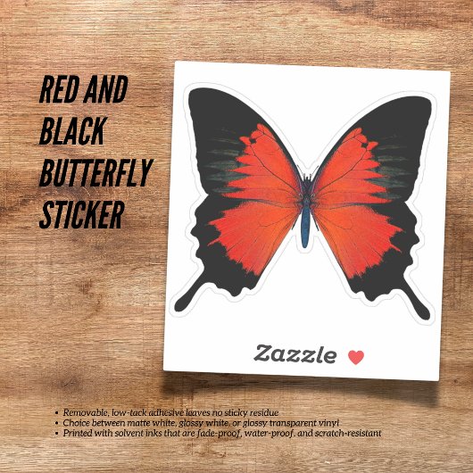 Rood- en zwarte vlinder sticker