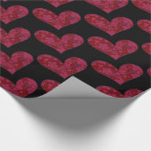 Rood- en zwarte wand Stoodle Glitter Heart Wrappin Cadeaupapier (Hoek)