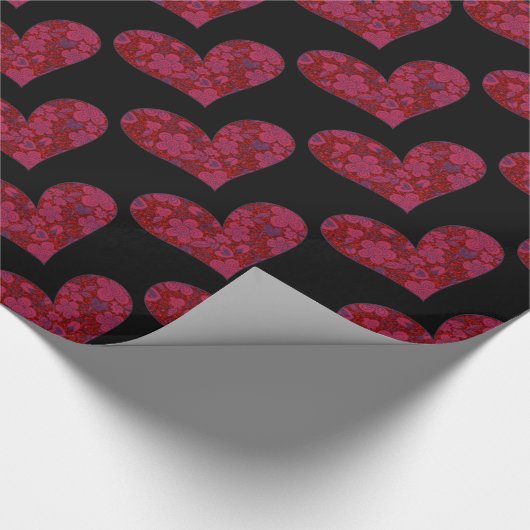 Rood- en zwarte wand Stoodle Glitter Heart Wrappin Cadeaupapier (Hoek)