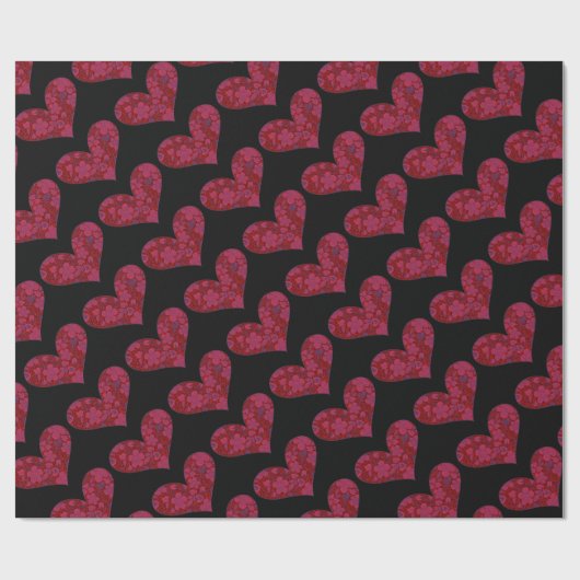 Rood- en zwarte wand Stoodle Glitter Heart Wrappin Cadeaupapier (Vlak)