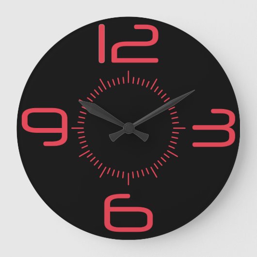 Rood- en zwarte-wandklok grote klok (Voorkant)