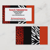 Rood- en zwarte Zebra en luipaard Visitekaartje (Voorkant / Achterkant)