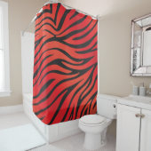 Rood- en zwarte zebra-printergordijn douchegordijn (In situ)
