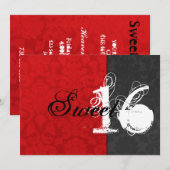 Rood- en zwarte zestien uitnodigingen (Voorkant / Achterkant)