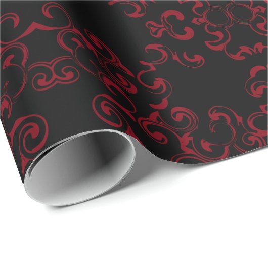 Rood- en zwarte-zwijn Gothic Weddenschap Cadeaupapier (Rol Hoek)