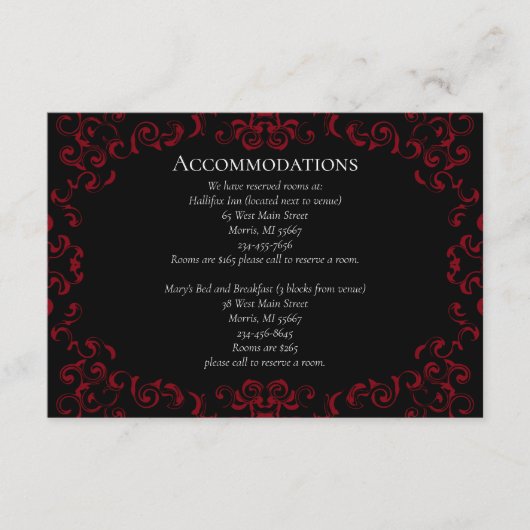 Rood- en zwarte-zwijn Gothic Weddenschap Informatiekaartje (Voorkant)