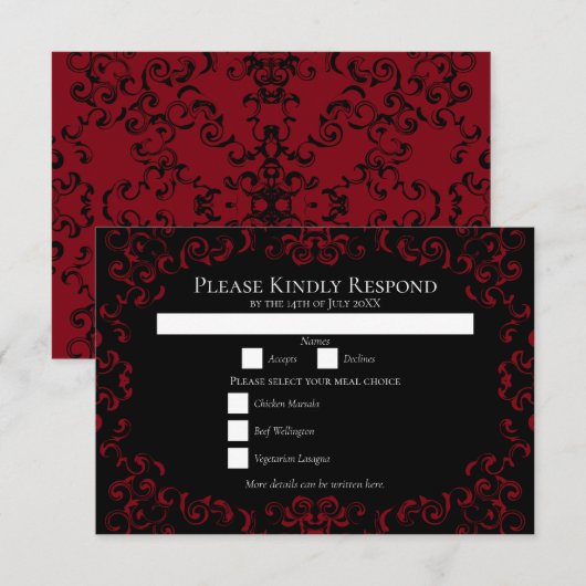 Rood- en zwarte-zwijn Gothic Weddenschap Kaart (Voorkant / Achterkant)