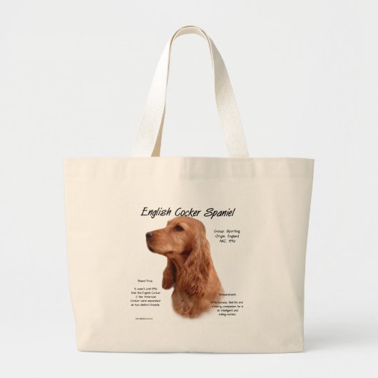Rood Engels Cocker Spaniel Geschiedenis Grote Tote Bag (Voorkant)
