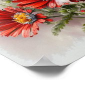 Rood Engels Daisy Flower Art Print Poster (Hoek)