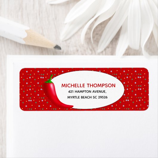 Rood epper Festive Return Address Label (Insitu)