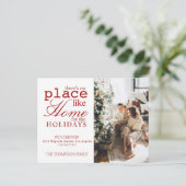 Rood Er is geen plek zoals Home Photo Moving Aankondigingskaart (Staand voorkant)